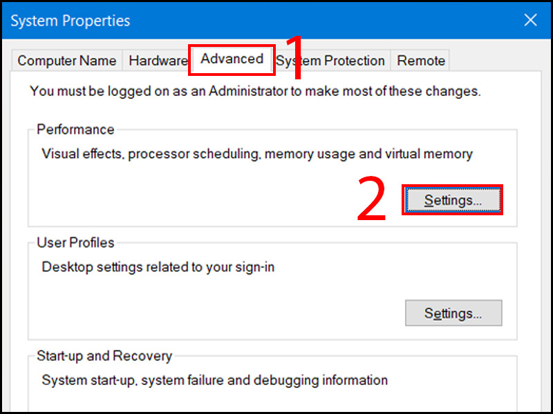 Hộp thoại System Properties